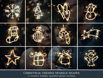 Christmas-themed Sparkle Shapes Photo Overlays