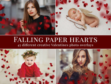 Falling Paper Hearts Photo Overlays