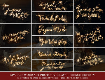 French Christmas Sparkle Word Art Photo Overlays