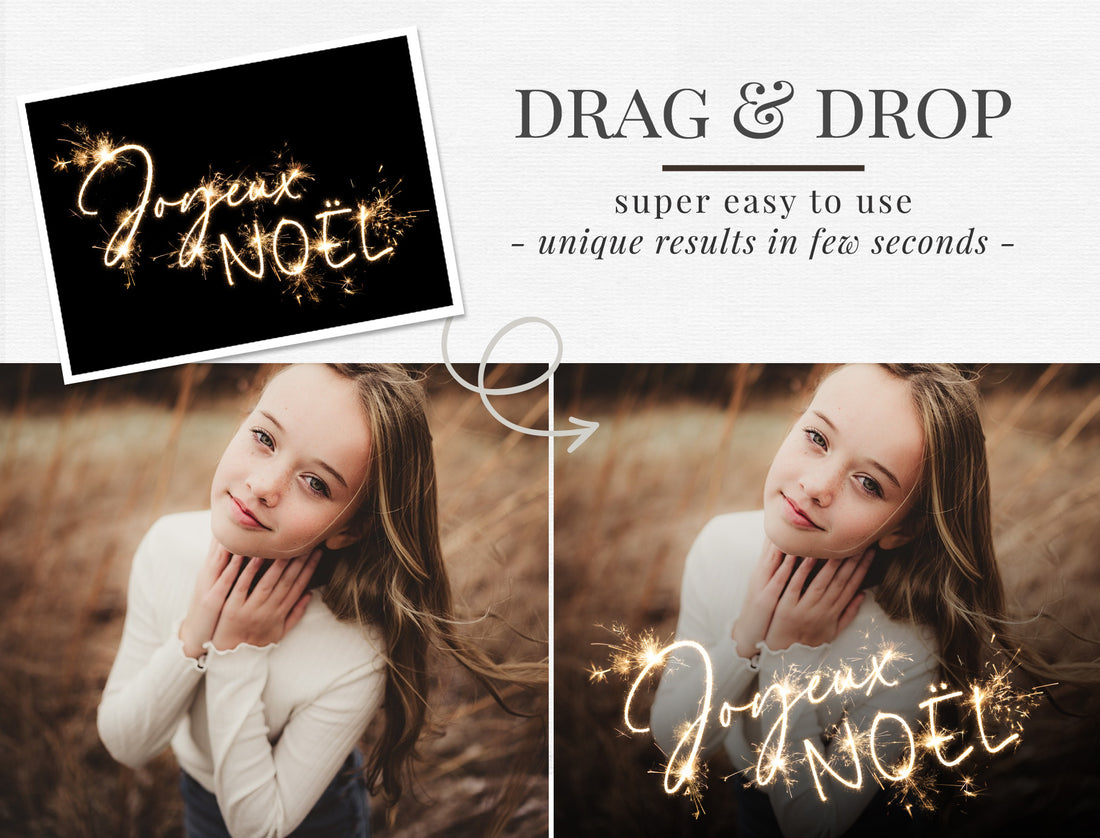 French Christmas Sparkle Word Art Photo Overlays