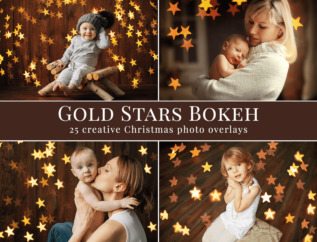 gold stars bokeh photo overlays