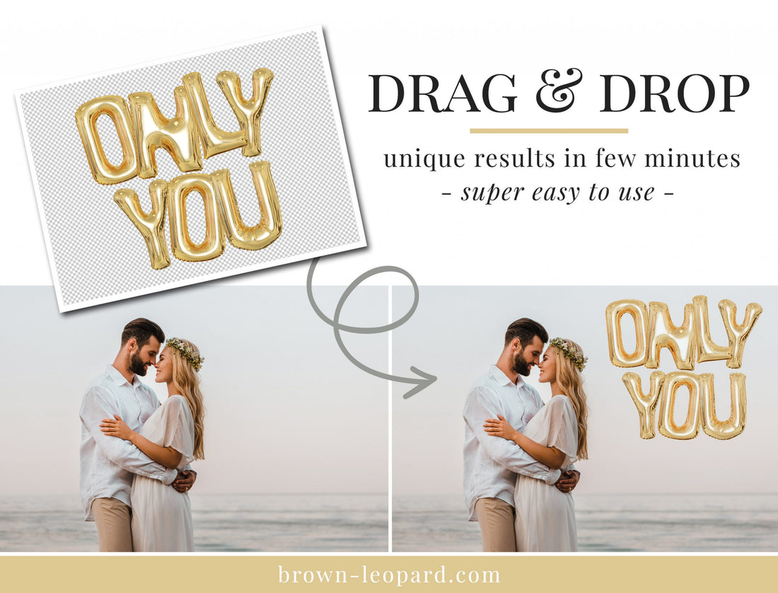 Golden Foil Balloons Photo Overlays