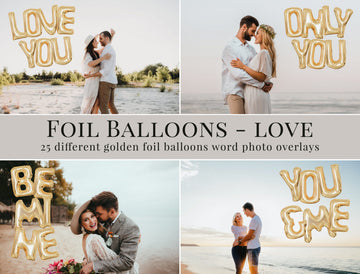 Golden Foil Balloons Photo Overlays