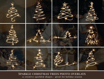 Sparkle Christmas Trees Photo Overlays