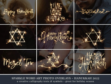 Sparkle Hanukkah Word Art Photo Overlays