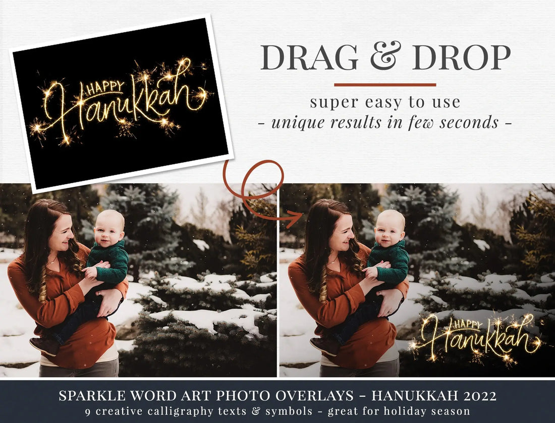 Sparkle Hanukkah Word Art Photo Overlays
