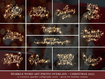 Sparkle Word Art Photo Overlays - Christmas