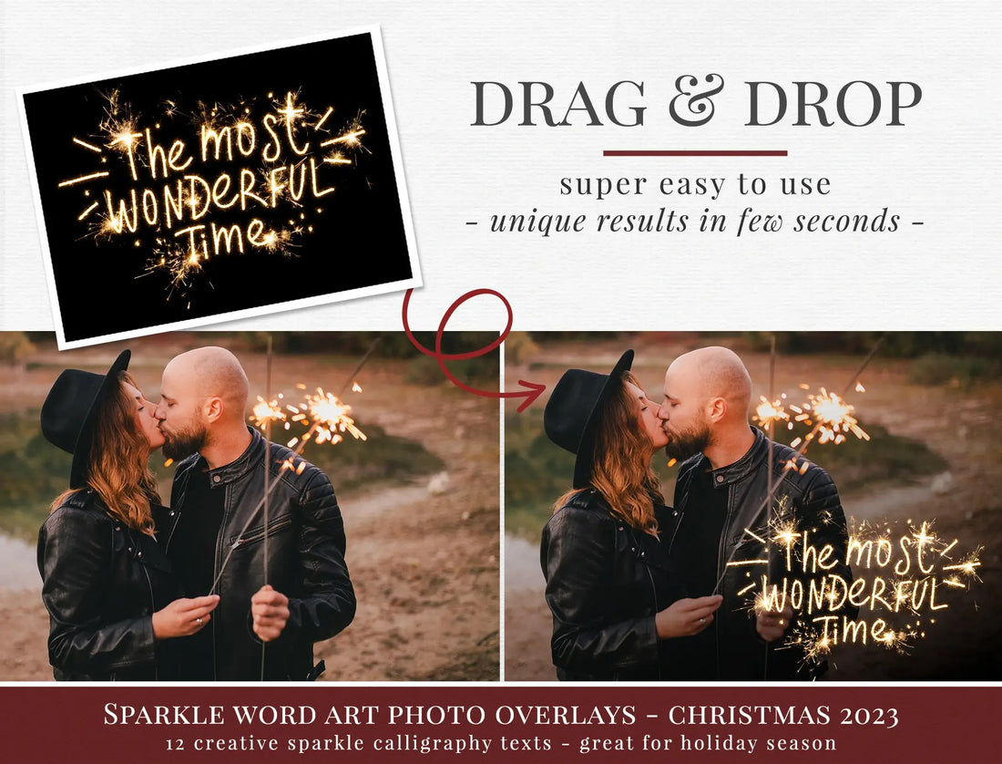 Sparkle Word Art Photo Overlays - Christmas