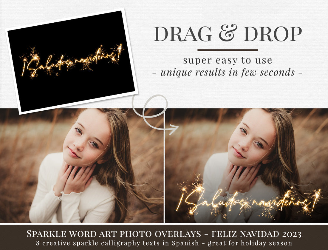 Sparkle Word Art Photo Overlays - Feliz Navidad