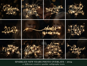 Sparkled New Year photo overlays for 2024