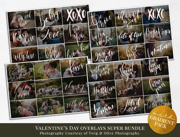 Valentines Day Word Art Photo Overlays Bundle Pack