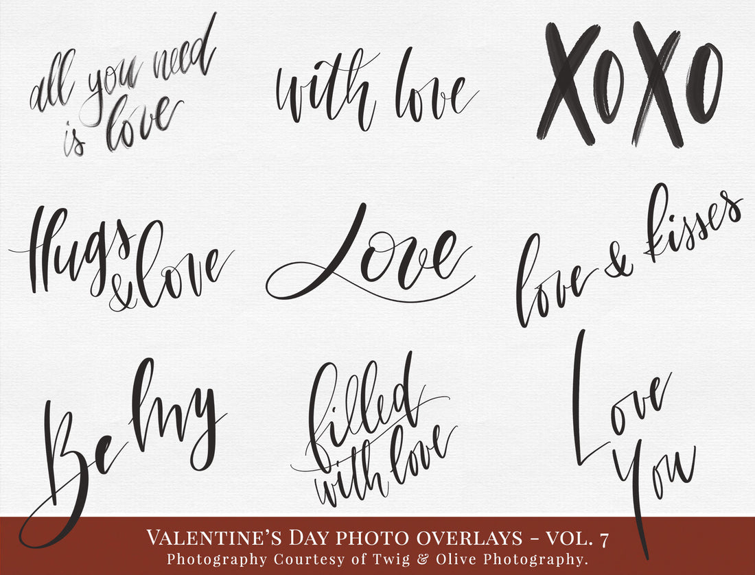 Valentines Day Word Art Photo Overlays Vol. 7