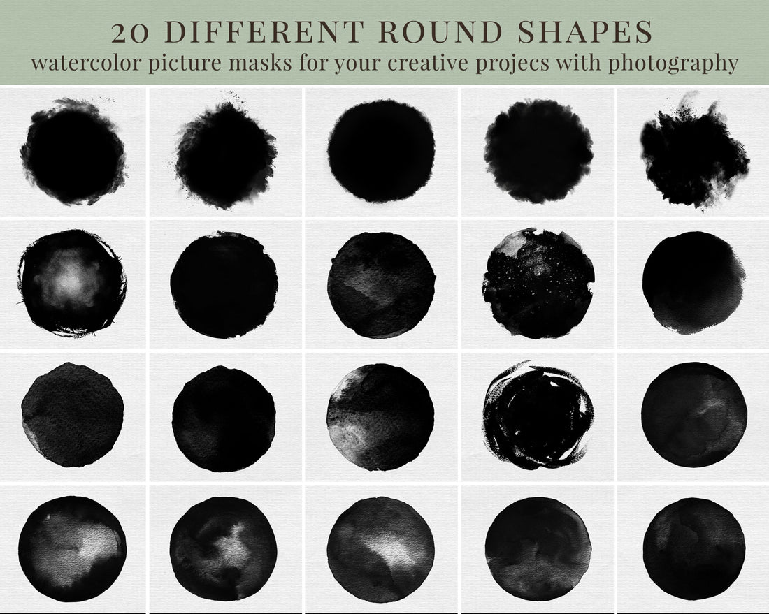 watercolor round photo masks