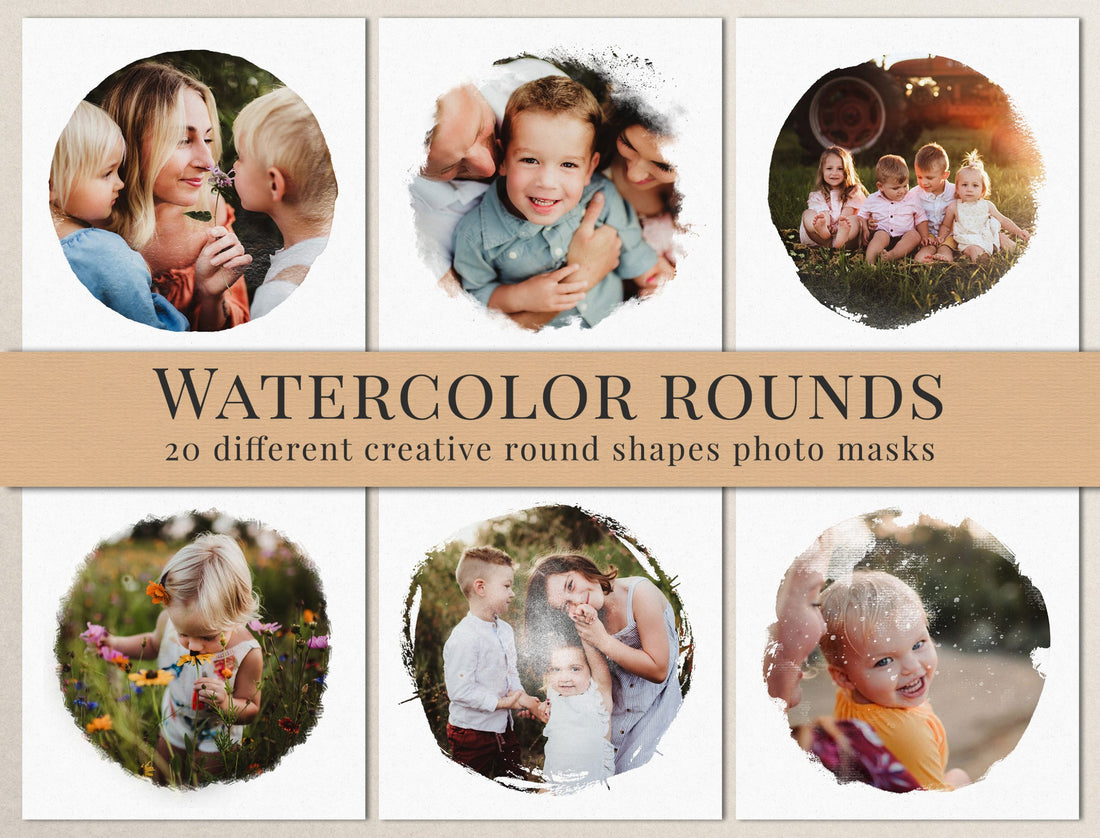 watercolor round photo masks