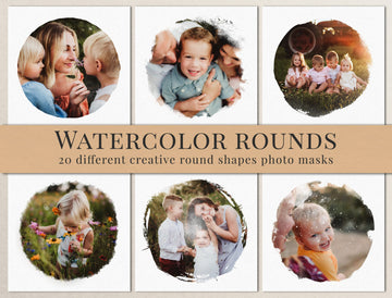 watercolor round photo masks