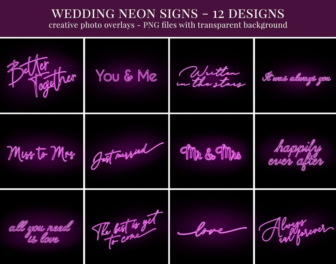 Wedding Neon Signs photo overlays