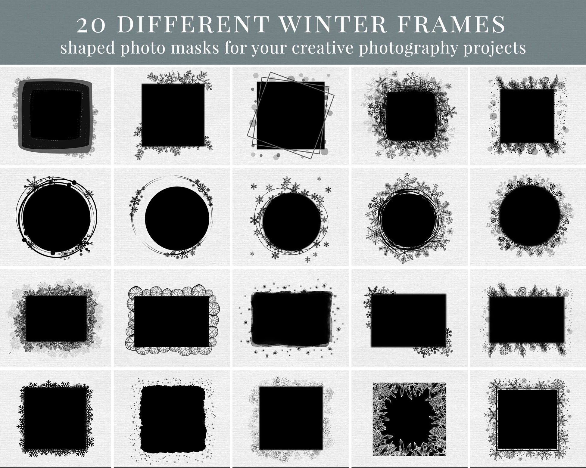 Winter Frames photomasks for Photoshop