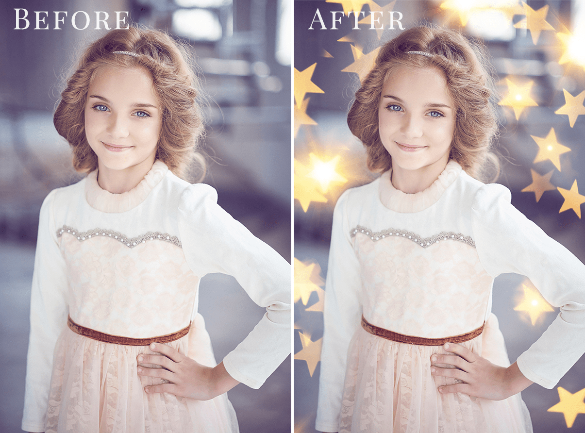 gold stars bokeh photo overlays