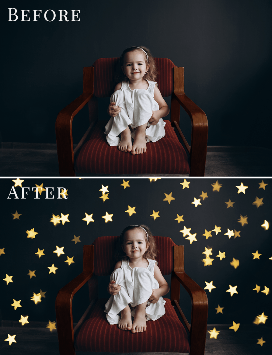 gold stars bokeh photo overlays