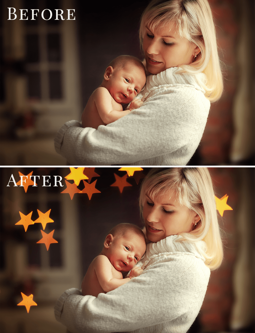 gold stars bokeh photo overlays