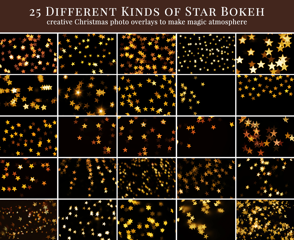 gold stars bokeh photo overlays