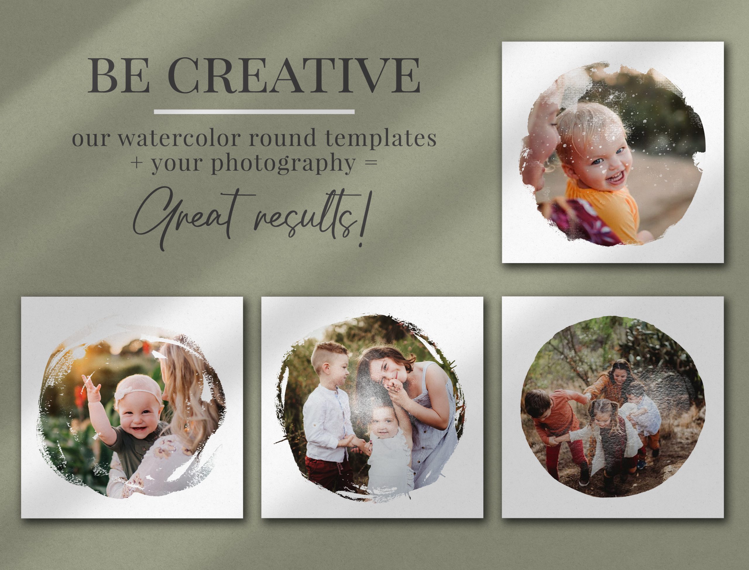 watercolor round photo masks