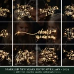 Sparkled New Year photo overlays for 2024