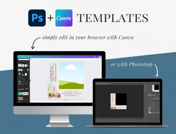 Spring mini session template for Instagram, editable in Photoshop and Canva